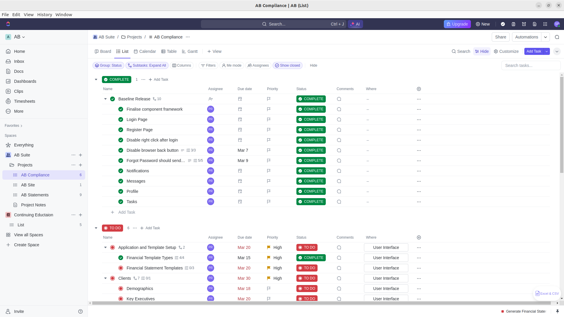 ClickUp - List