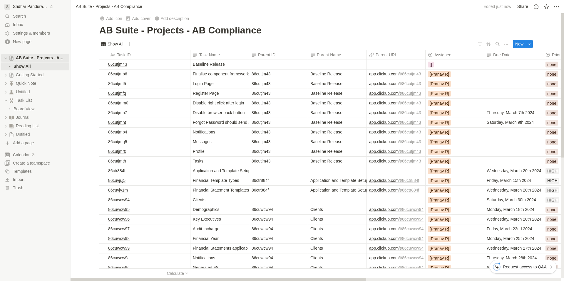 Notion Task List