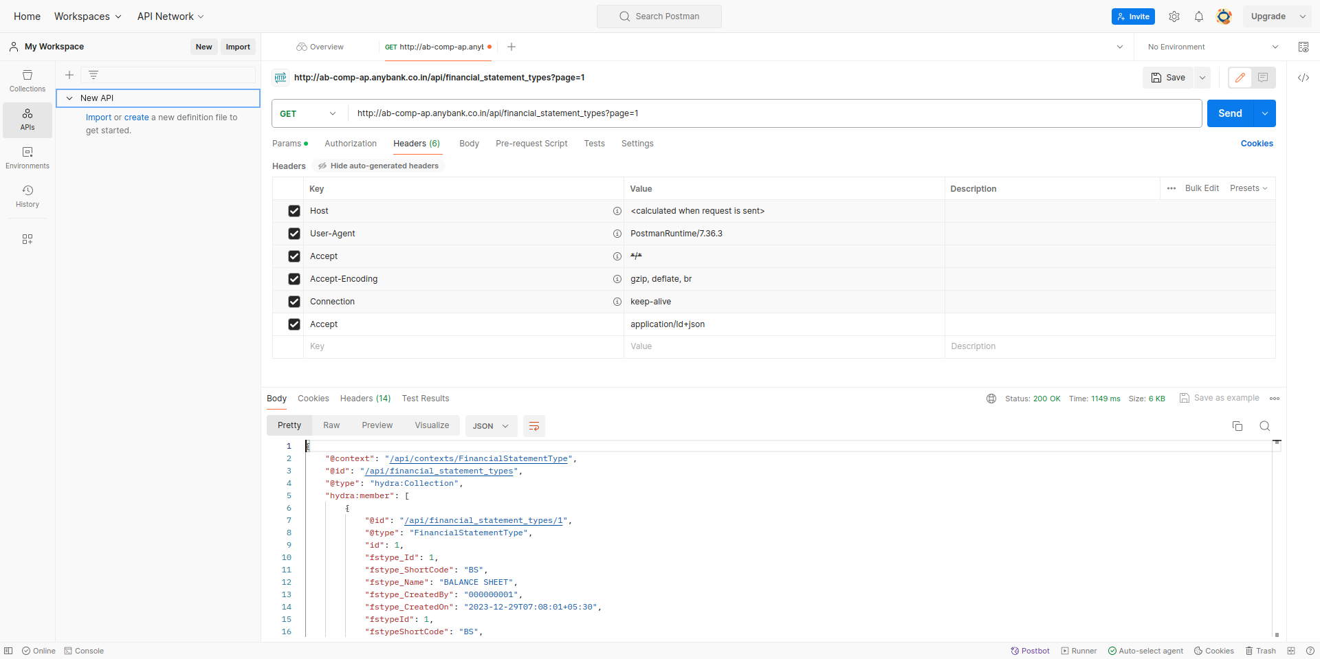 Postman access API