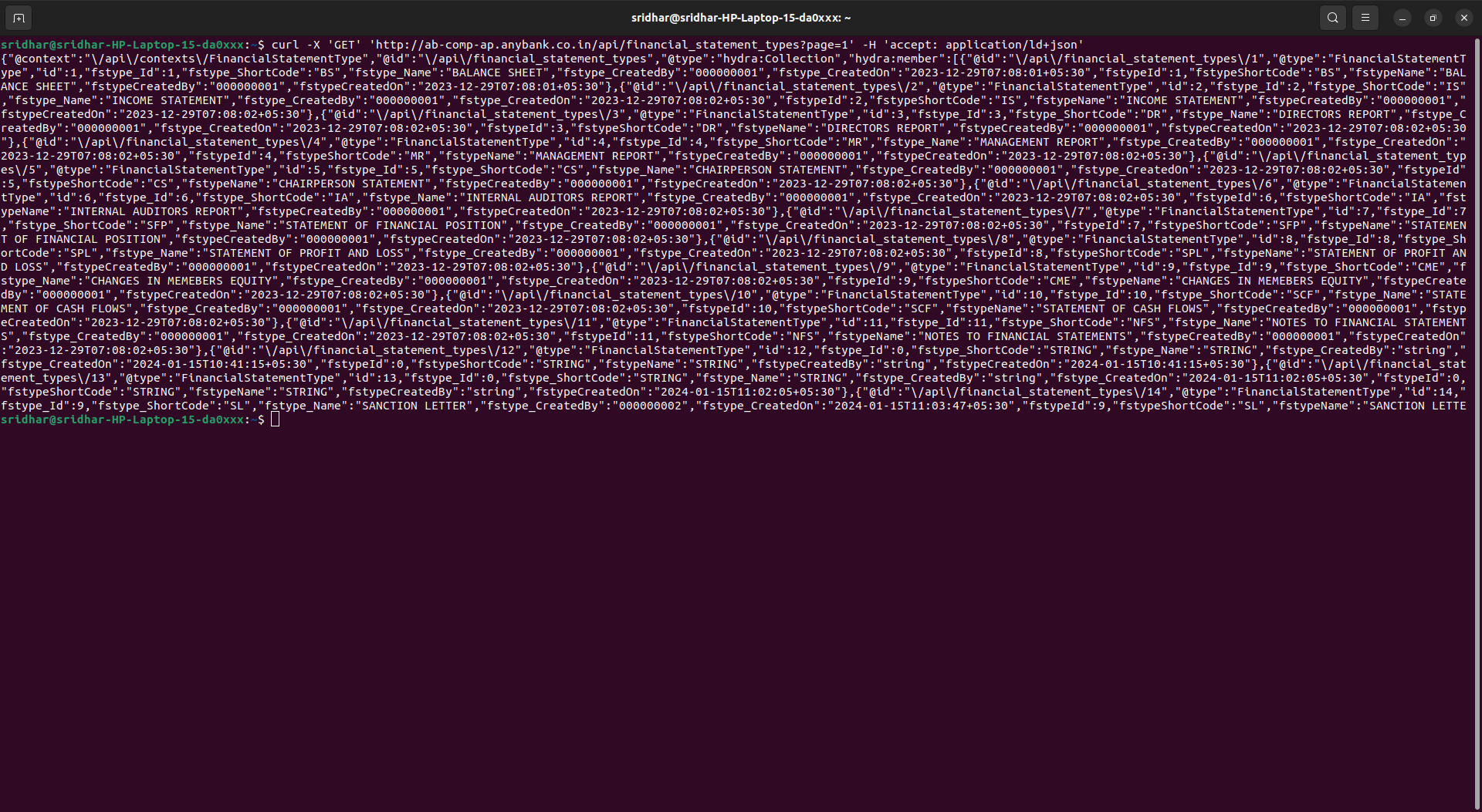 cURL accessing API